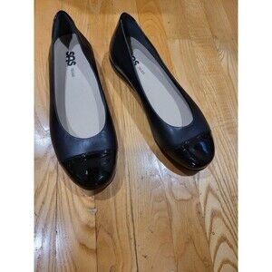 SAS Women's Scenic Ballet Flat Leather Shoe Size 11.5 W Black